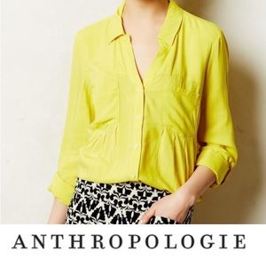 Anthropologie Maeve Chartreuse Blouse